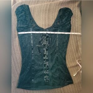 Black Lace Up Look Blouse Women Top Size Medium